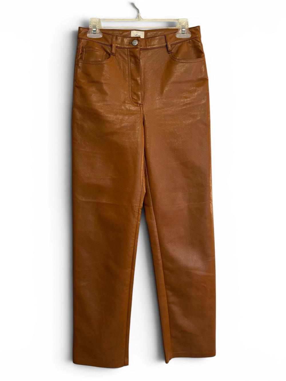 Aritzia Wilfred The Melina Pants Womens 4 Brown Vegan Leather High Rise Straight